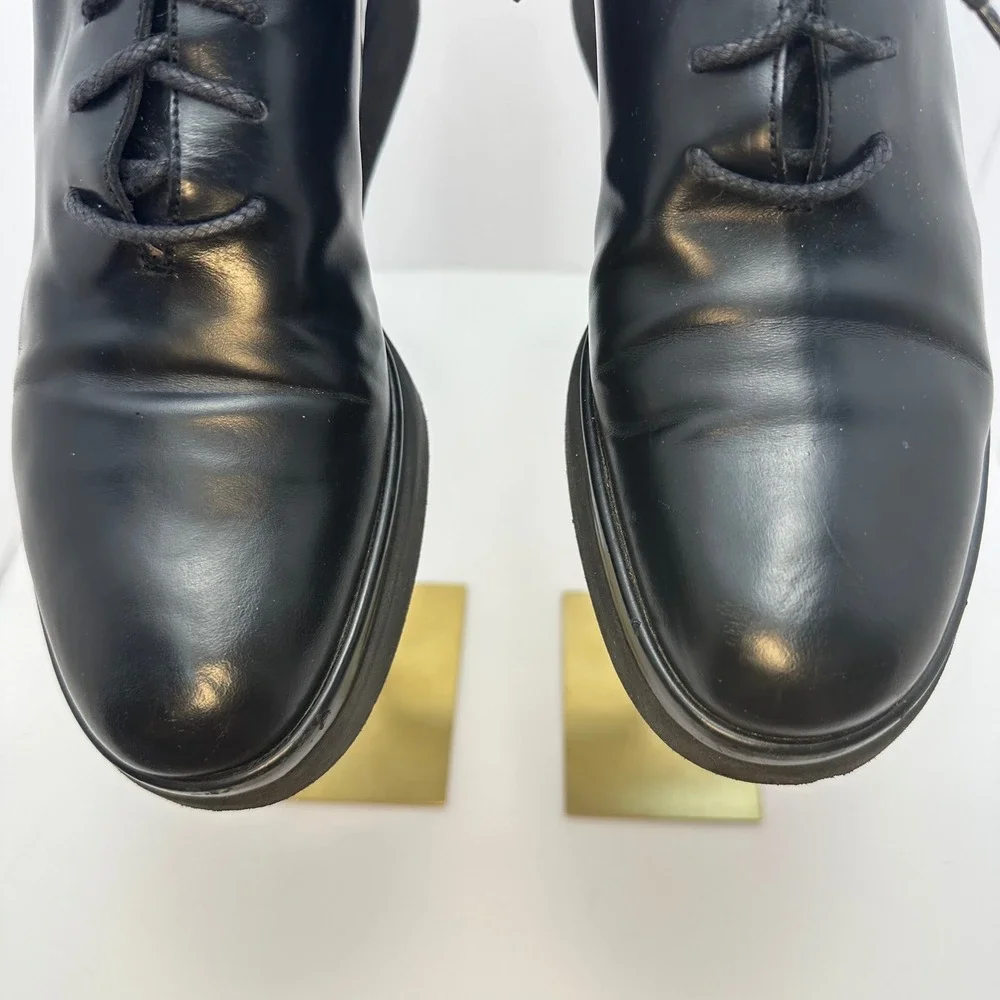 Sergio Rossi Black Leather Platform Oxfords Lace Up Shoes Italy Size 38.5 - Picture 4 of 15